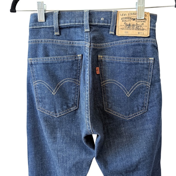 LEVIS VTG 606 JEAN BIG E ORANGE TAB STRAIGHT LEG DARK BLUE RIGID DENIM WOMENS 25 - Picture 4 of 12